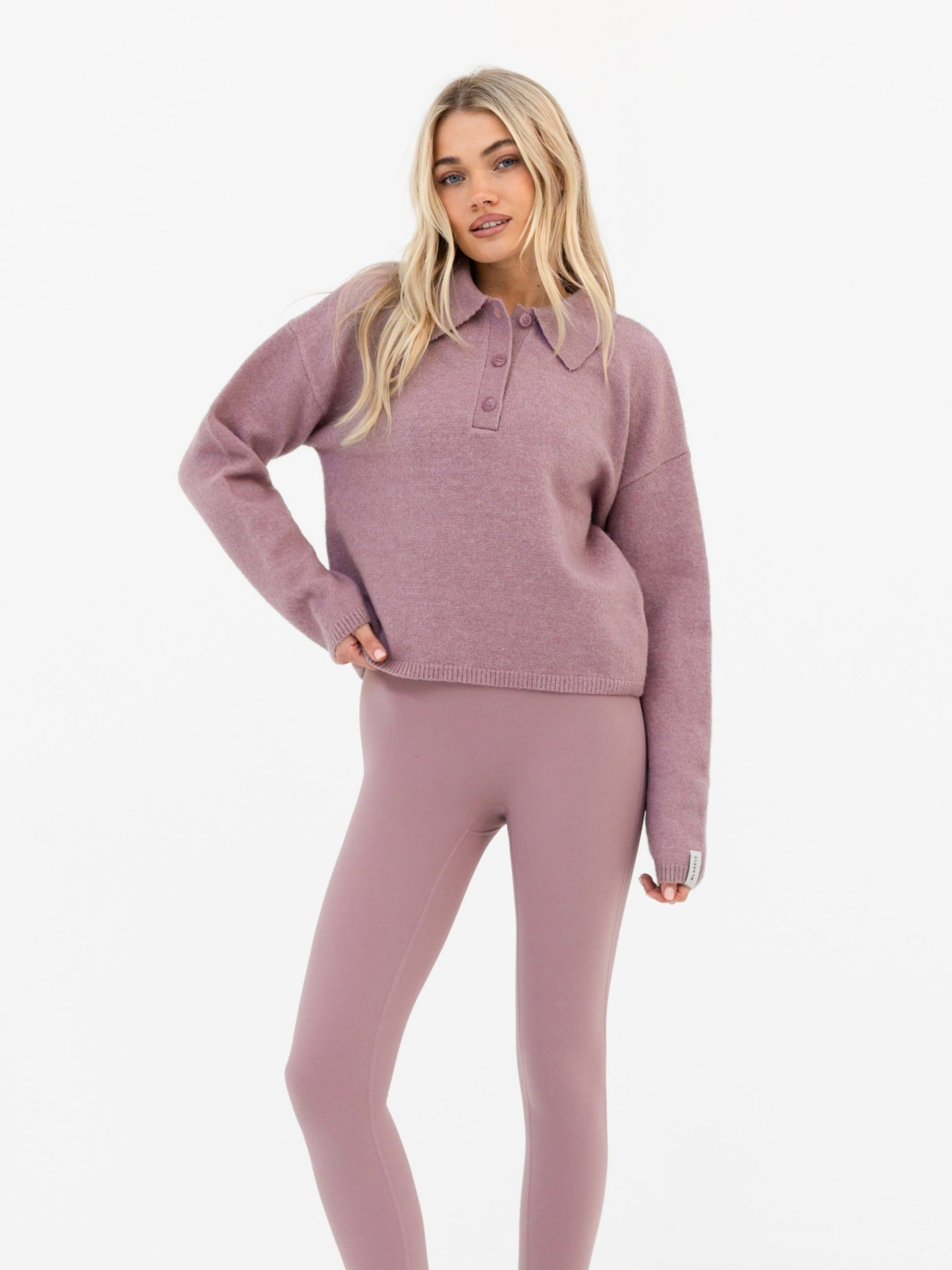 Mabel Knitted Polo - Dusty Pink