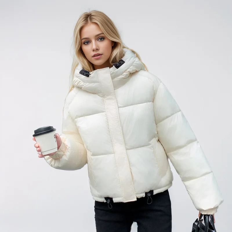 Women’s Padded Winter Coat – Windproof Drawstring Jacket