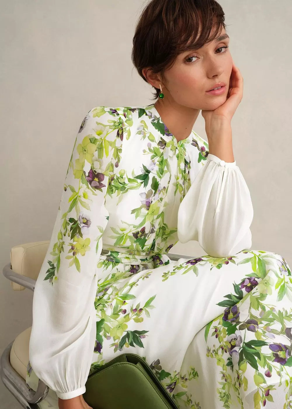 Petite Pia Silk Floral Dress