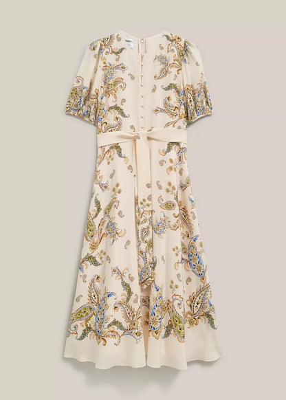 Alma Paisley Silk Dress
