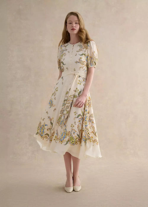 Alma Paisley Silk Dress