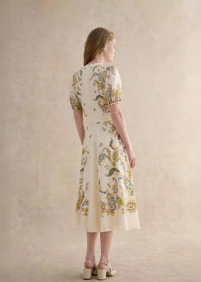Alma Paisley Silk Dress