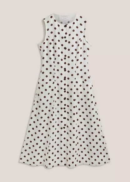 Petite Carmen Linen Polka Dot Dress