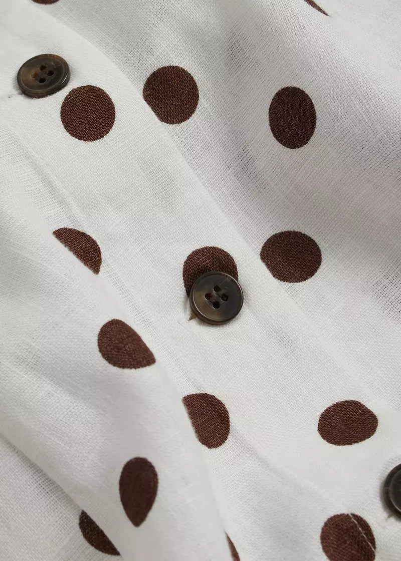 Petite Carmen Linen Polka Dot Dress