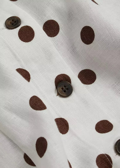 Petite Carmen Linen Polka Dot Dress