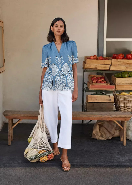 Sloane Cotton Broderie Blouse