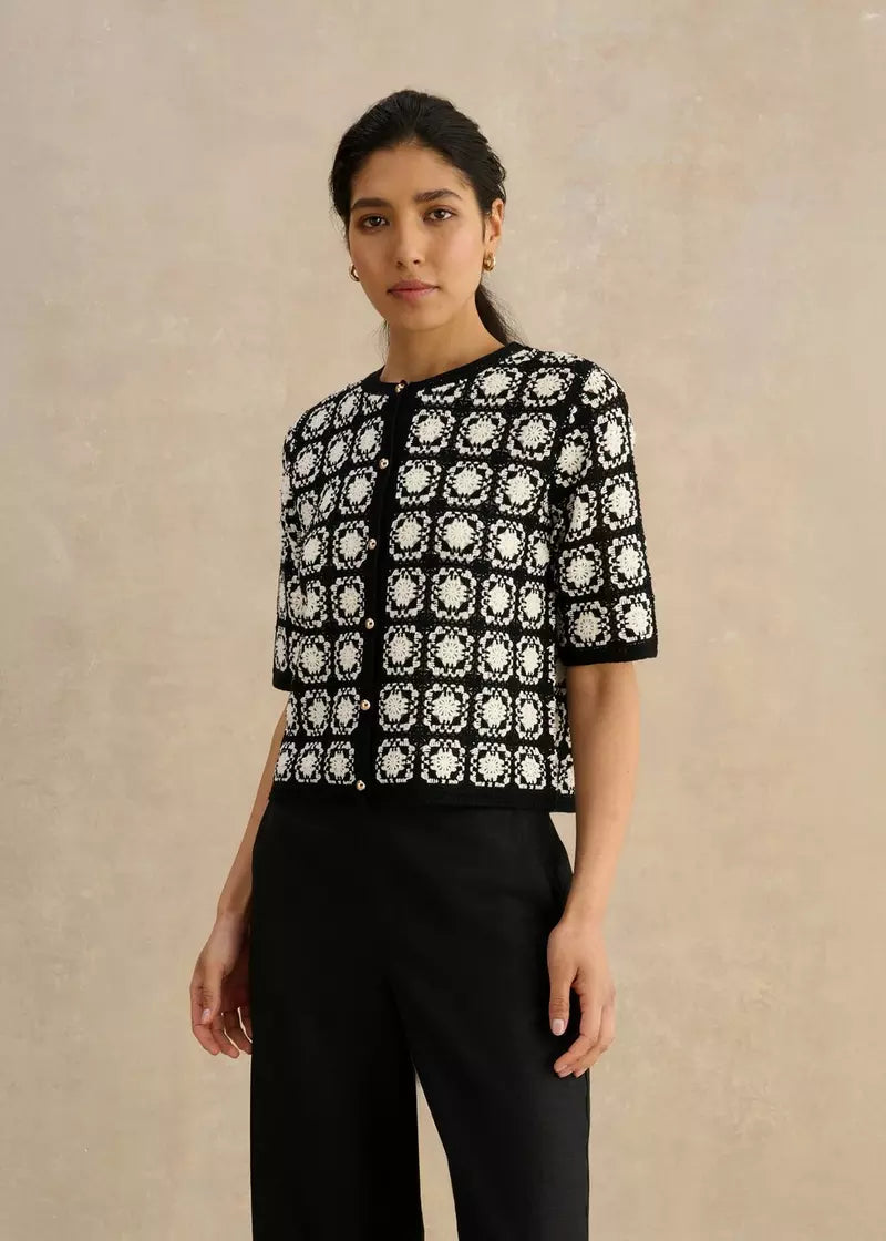 Sophia Crochet Short Sleeve Cardigan
