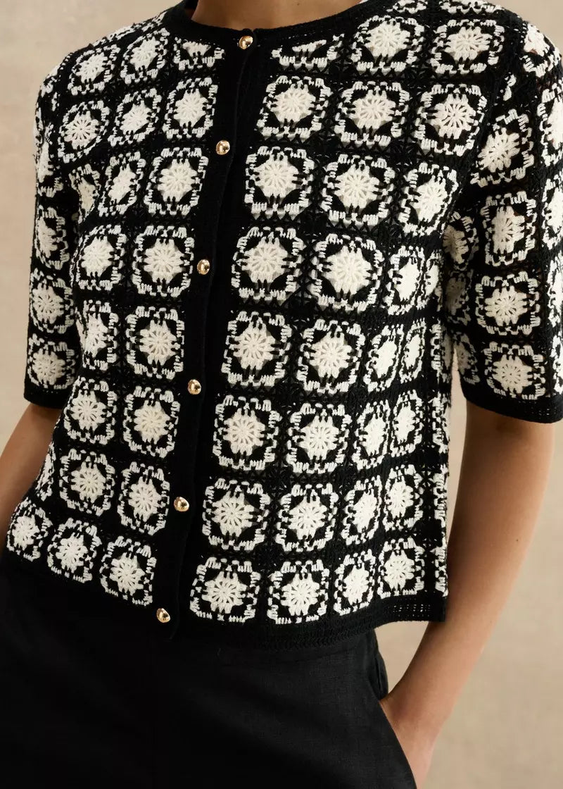 Sophia Crochet Short Sleeve Cardigan