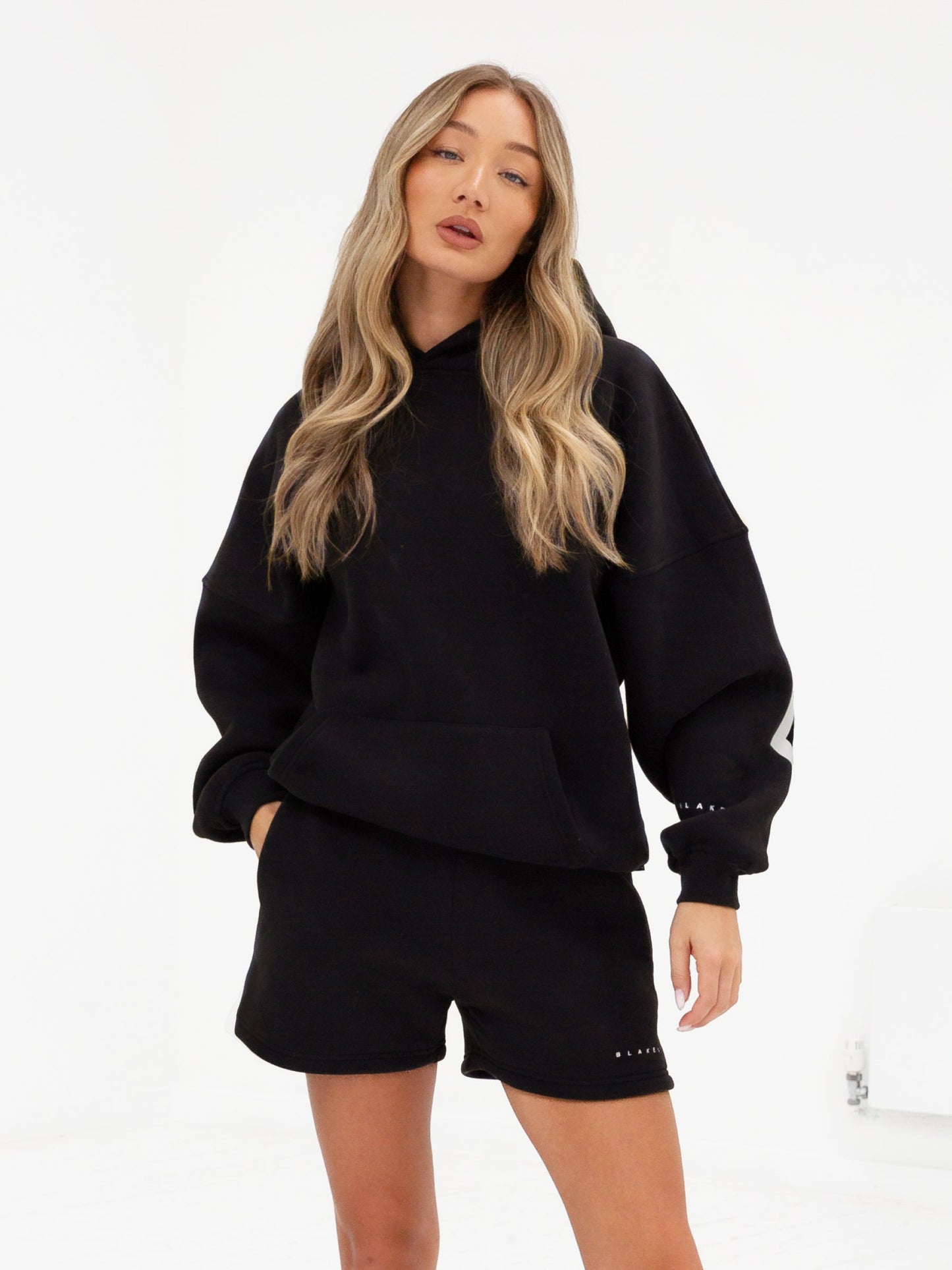 Isabel Hoodie & Jogger Shorts Set - Black