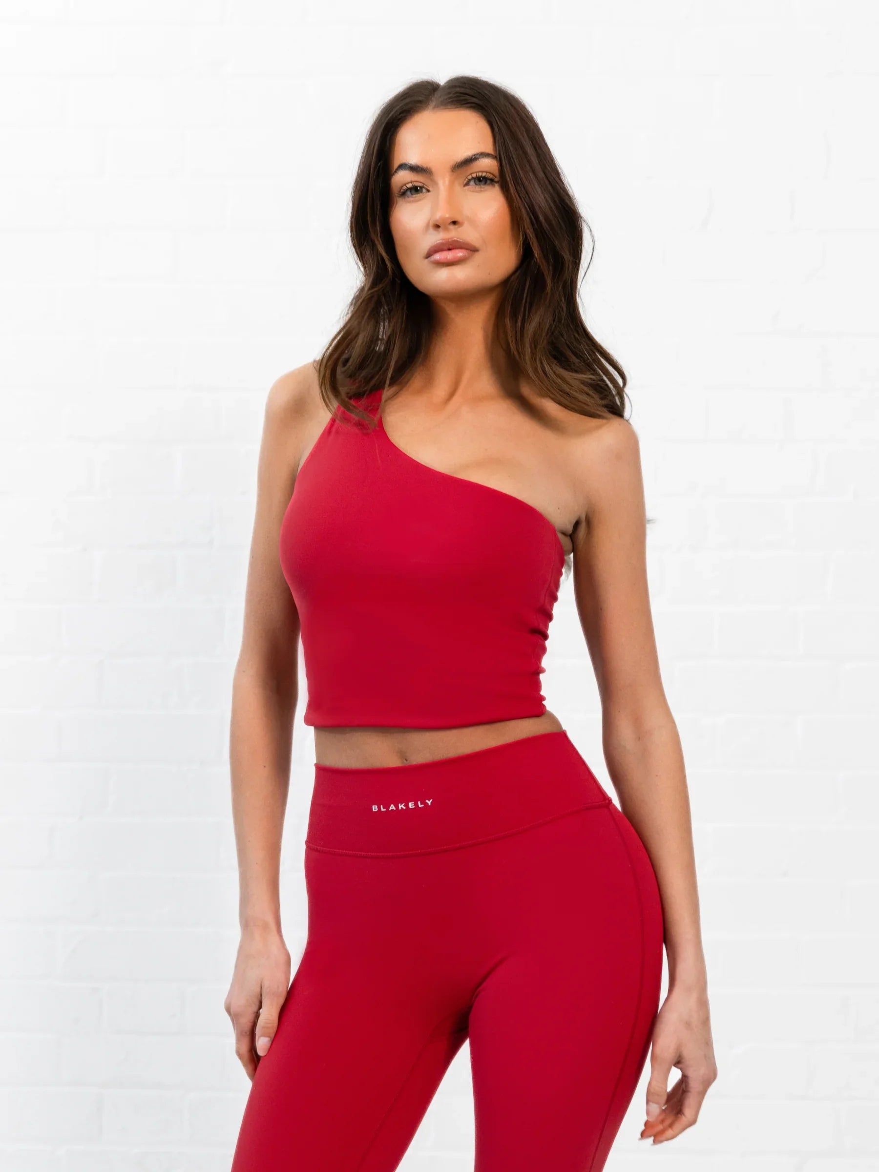 SculptForm One Shoulder Vest - Cherry Red
