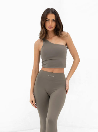 SculptForm One Shoulder Vest - Safari Green