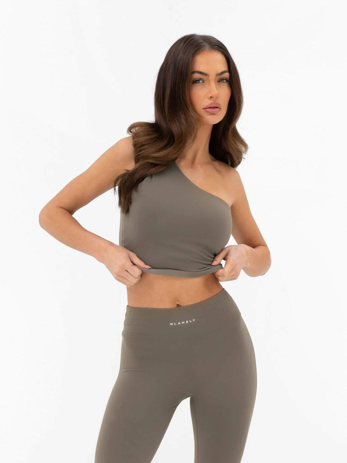 SculptForm One Shoulder Vest - Safari Green