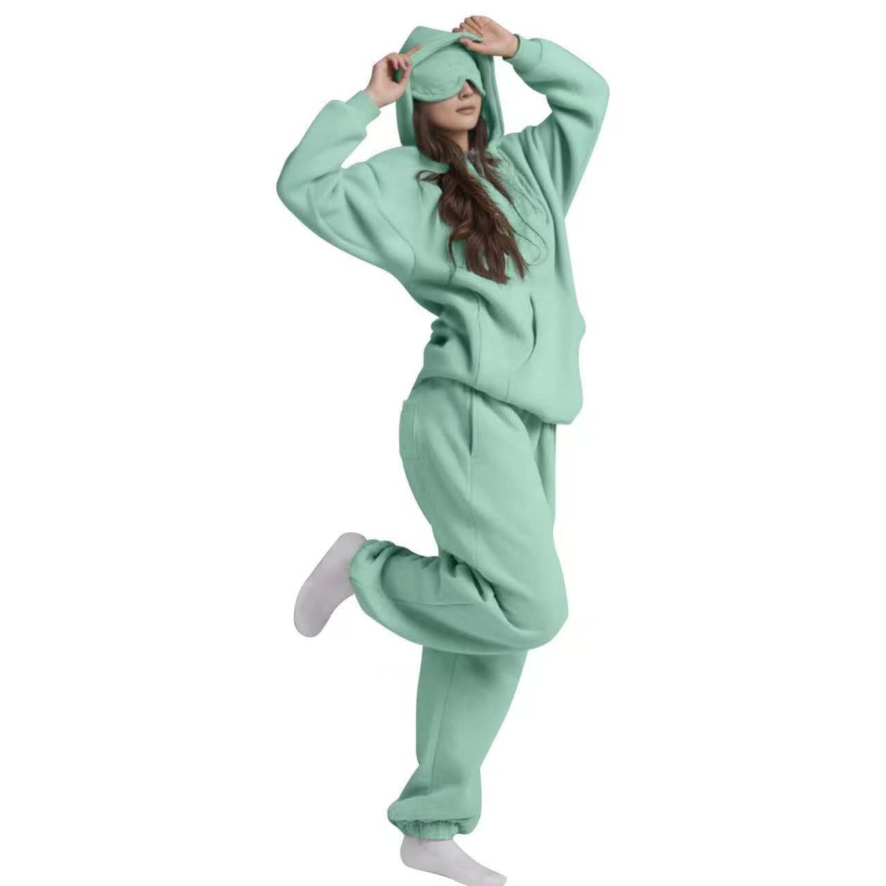 Built-in Eye Mask Hoodie Winter Warm Pullover Sweatshirt