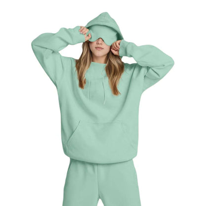 Built-in Eye Mask Hoodie Winter Warm Pullover Sweatshirt