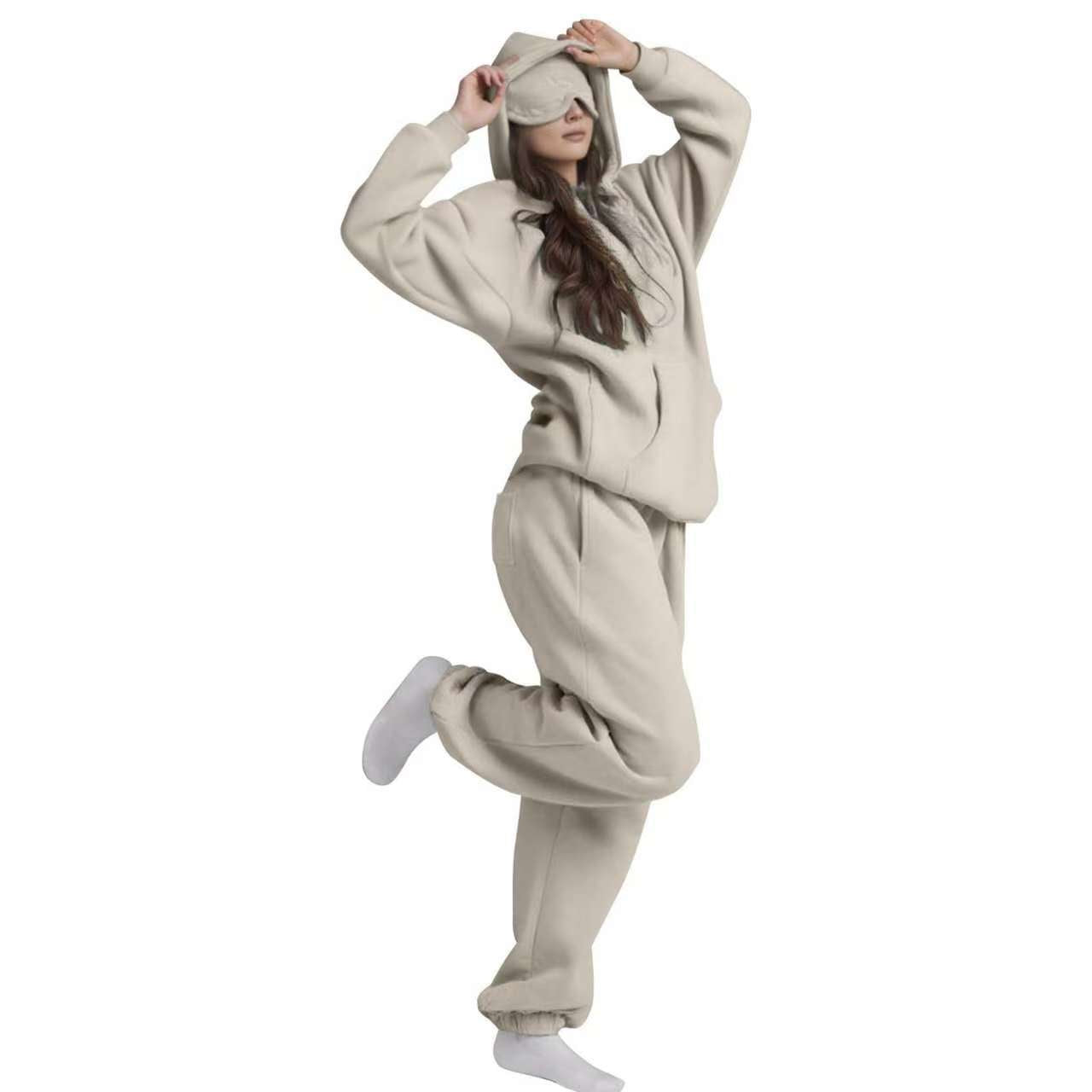 Built-in Eye Mask Hoodie Winter Warm Pullover Sweatshirt