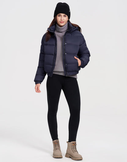 Pioneer Camp Women's Winter Jacket 3/4 Medium Thick Short Waterproof Jacket with Hood