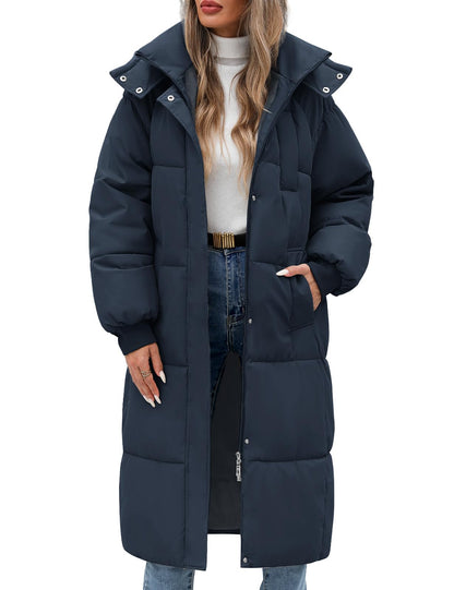 Vancavoo Women's Down Jacket Long Coats with Hood Thick Quilted Warm Jacket Parka Outercoat with Zip