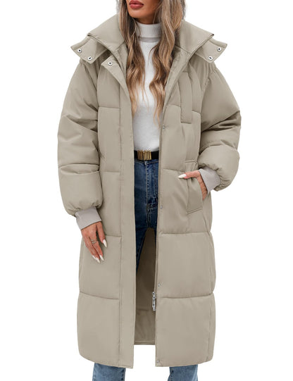 Vancavoo Women's Down Jacket Long Coats with Hood Thick Quilted Warm Jacket Parka Outercoat with Zip