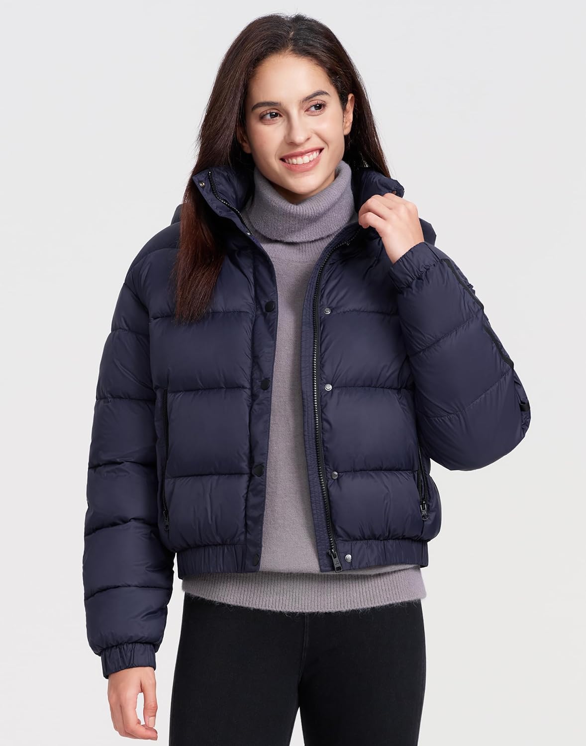 Pioneer Camp Women's Winter Jacket 3/4 Medium Thick Short Waterproof Jacket with Hood