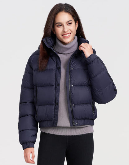 Pioneer Camp Women's Winter Jacket 3/4 Medium Thick Short Waterproof Jacket with Hood