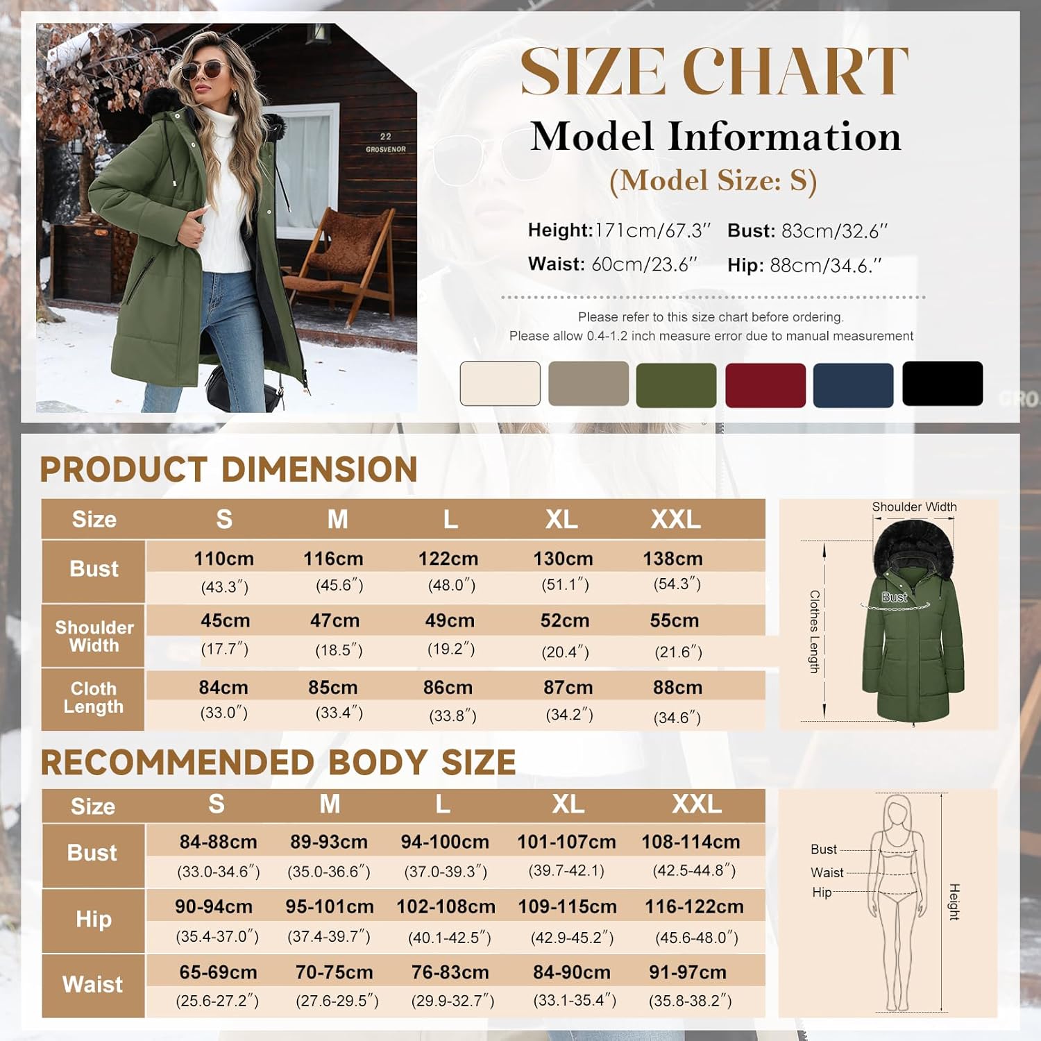 Tuopuda Women's Winter Warm Down Jacket Fleece Jacket Hooded Parkas Casual Mid-Length Quilted Down Coat with Pockets