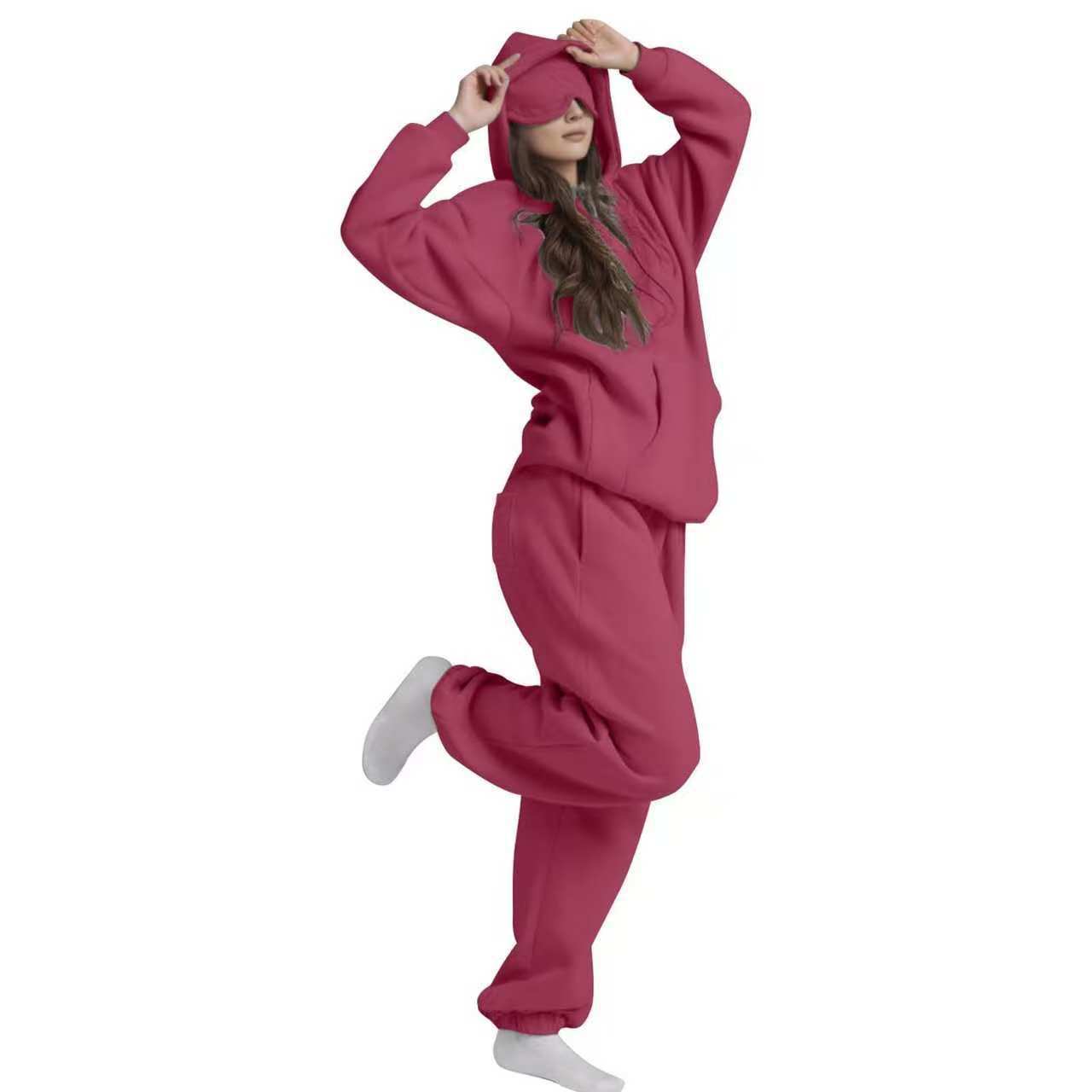 Built-in Eye Mask Hoodie Winter Warm Pullover Sweatshirt