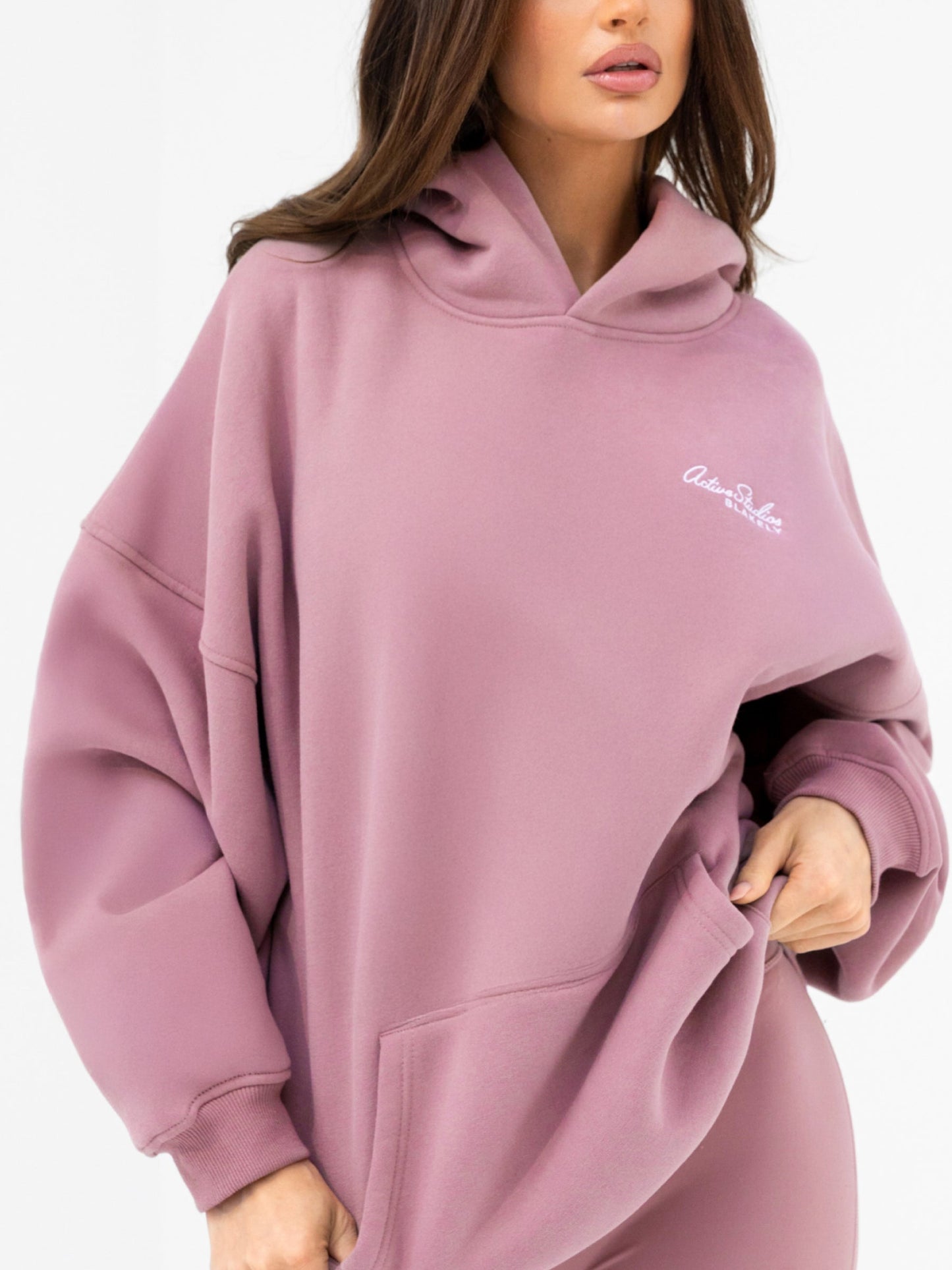 Addie Oversized Hoodie & Isabel Jogger Shorts Set - Dusty Pink