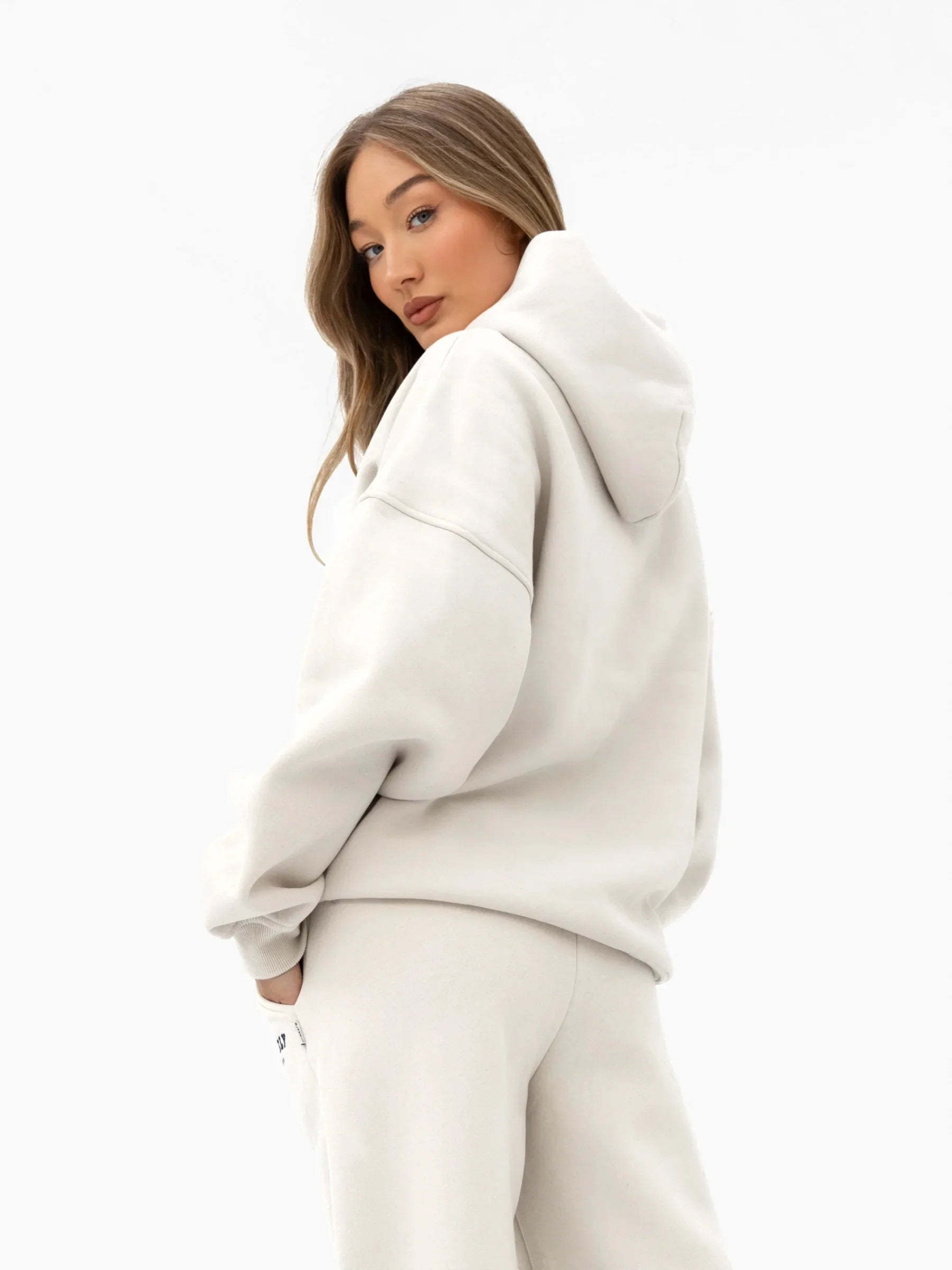 Varsity Oversized Hoodie - Chalk & True Navy