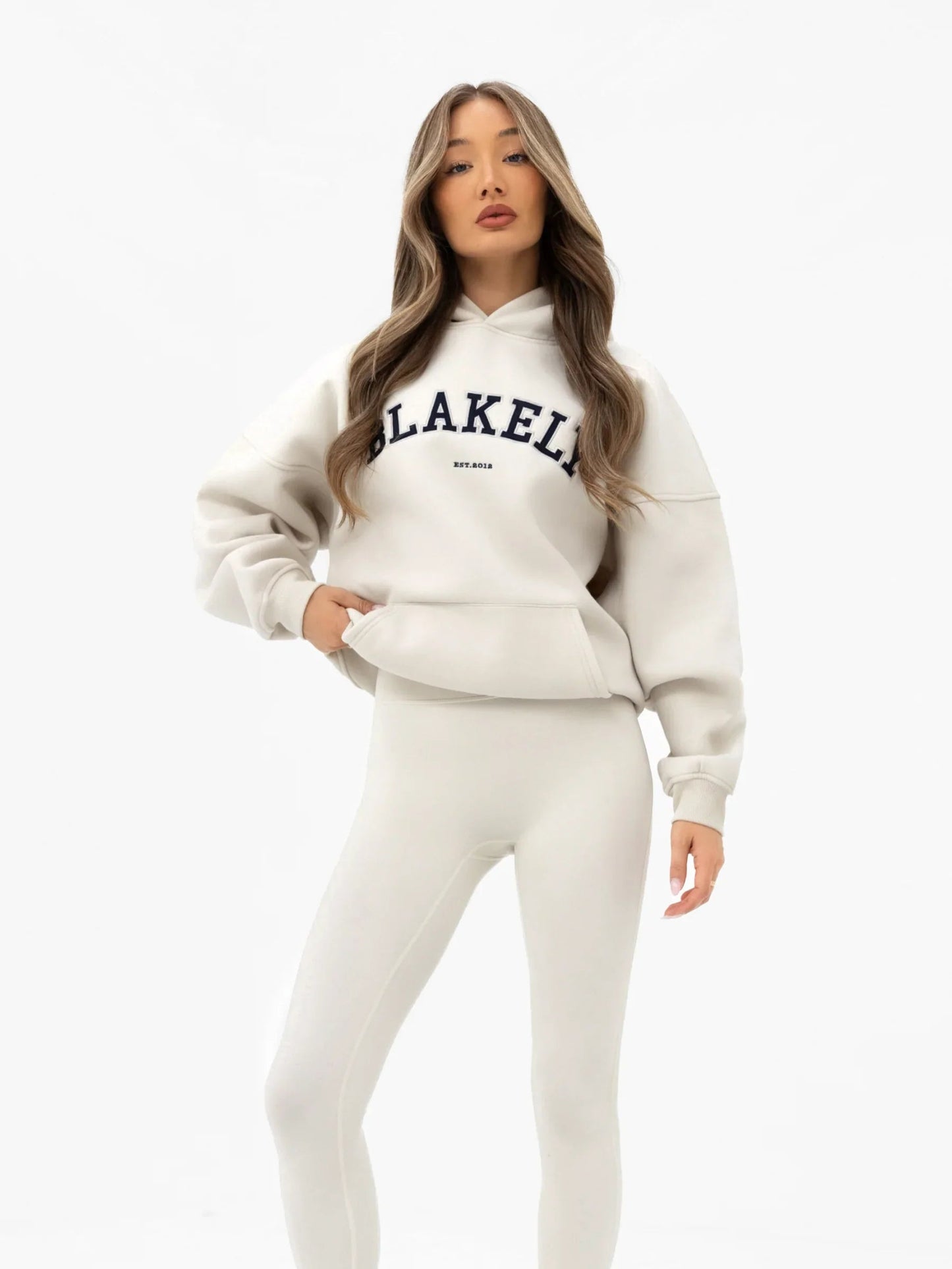 Varsity Oversized Hoodie - Chalk & True Navy