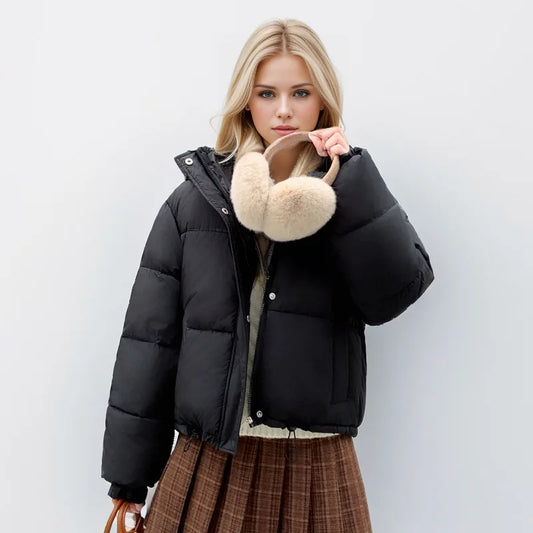 Women’s Padded Winter Coat – Windproof Drawstring Jacket