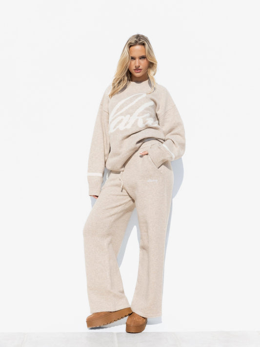 Margot Script Oversized Knitted Jumper - Toasted Taupe