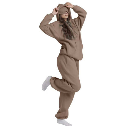 Built-in Eye Mask Hoodie Winter Warm Pullover Sweatshirt