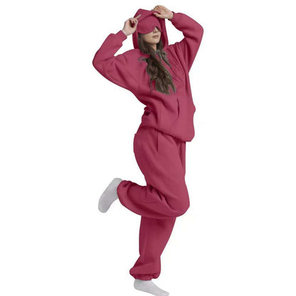 Built-in Eye Mask Hoodie Winter Warm Pullover Sweatshirt