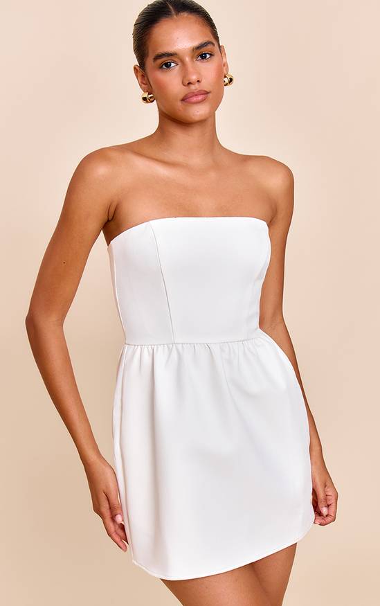 Woven Bandeau Pocket Detail Shift Dress