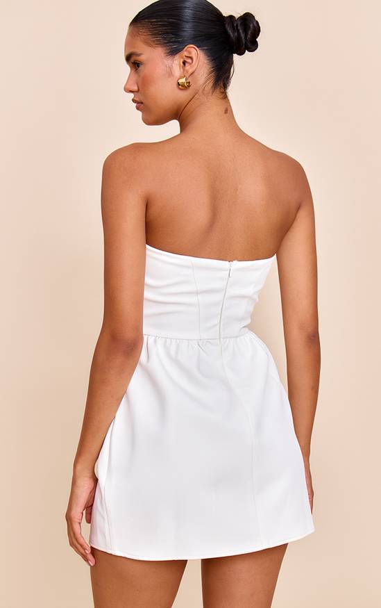 Woven Bandeau Pocket Detail Shift Dress