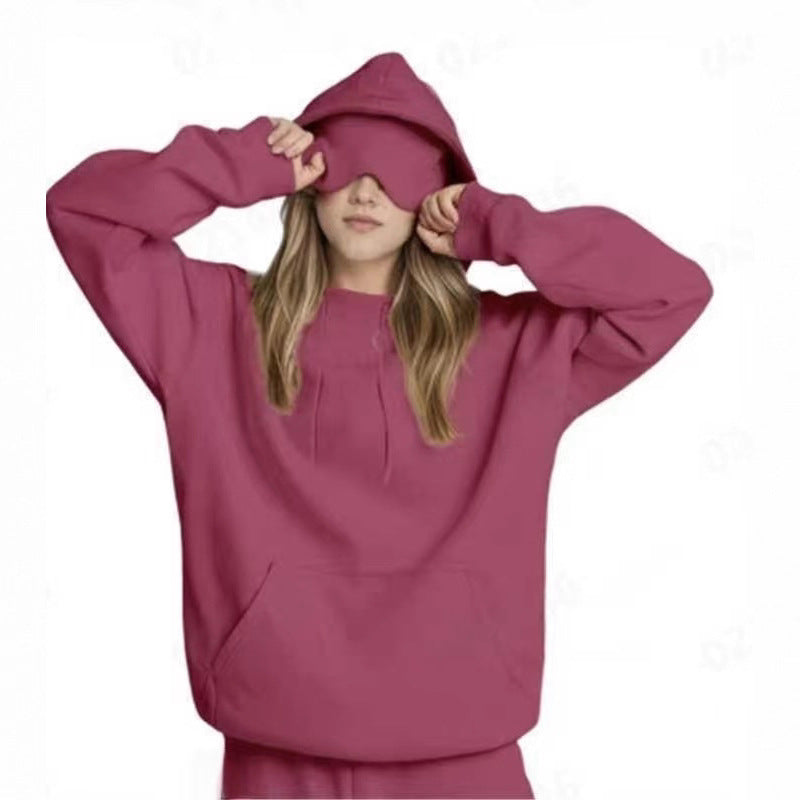 Built-in Eye Mask Hoodie Winter Warm Pullover Sweatshirt