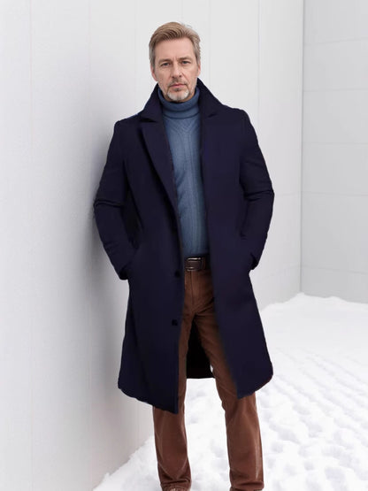 Men's Mid-Length Solid Color Windbreaker Coat