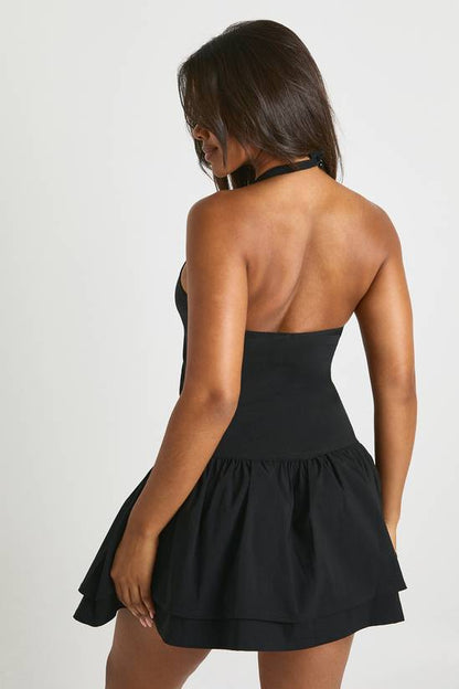 Halterneck Sweetheart Puffball Mini Dress