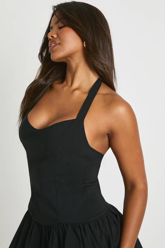 Halterneck Sweetheart Puffball Mini Dress