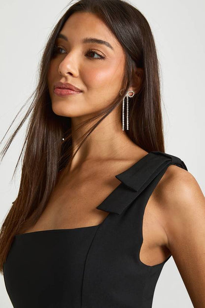 Tie Shoulder Square Neck Skater Dress