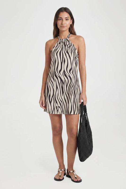 Tall Zebra Print Beaded Mini Swing Dress