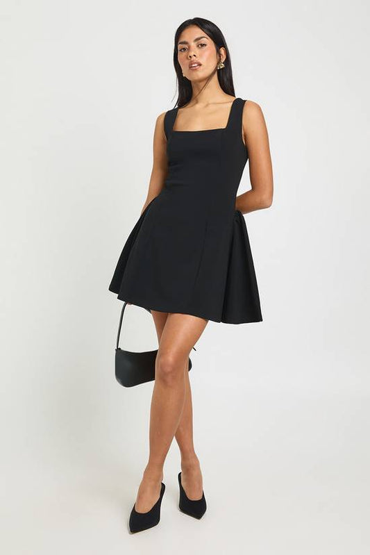 Square Neck Full Skirt Mini Dress