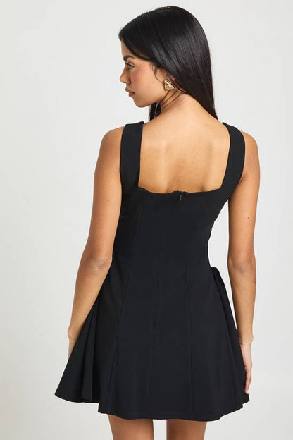 Square Neck Full Skirt Mini Dress