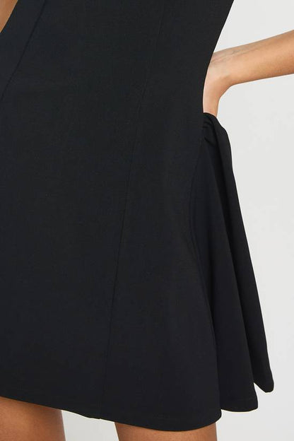 Square Neck Full Skirt Mini Dress