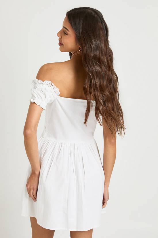 Lace Insert Bardot Mini Dress