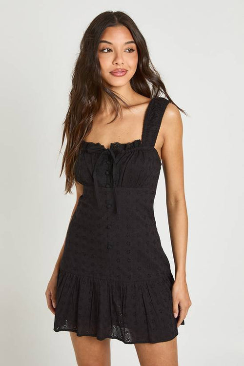 Broderie Ruched Bust Mini Dress