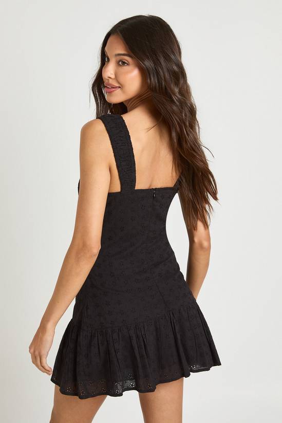 Broderie Ruched Bust Mini Dress