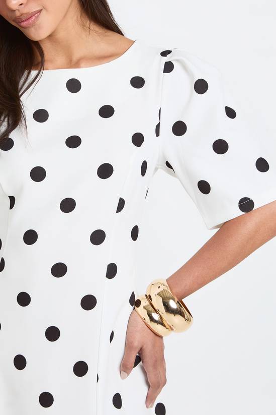 Polka Dot Structured Seam Detail Mini Dress