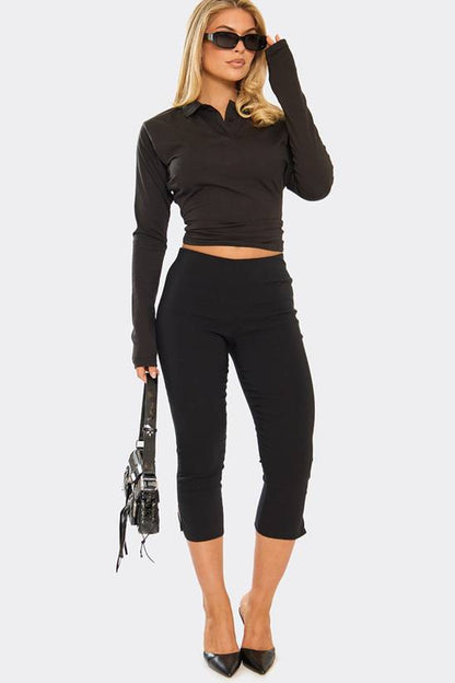 EGO Split Hem Low Rise Capri Trousers